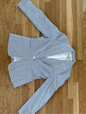 Tahari Blue and White Pinstripe Blazer